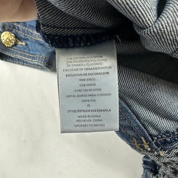 Baby Phat Rhinestone Button Down Denim Jacket Classic Blue Wash Women's XL - Picture 7 of 10